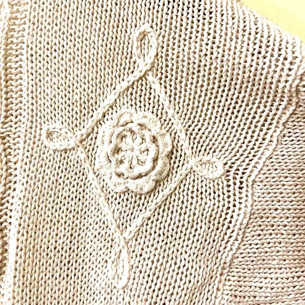 Vintage cotton / ramie sweater Aran style sweater - Picture 5 of 11